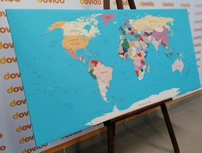 Εικόνα στον παγκόσμιο χάρτη φελλού με ονόματα - 120x60  flags