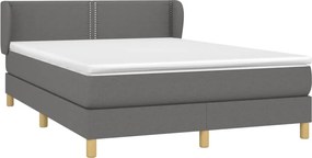 vidaXL Κρεβάτι Boxspring με Στρώμα Σκούρο Γκρι 140x190 εκ. Υφασμάτινο