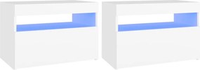 vidaXL Κομοδίνα με LED 2 τεμ. Λευκά 60x35x40 εκ. Επεξεργασμένο Ξύλο