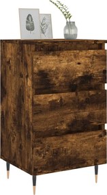 vidaXL Κομοδίνα 2 τεμ. Καπνιστή Δρυς 40 x 35 x 69 εκ. Επεξεργ. Ξύλο