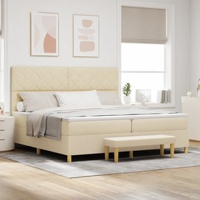 vidaXL Κρεβάτι με ελατήρια με στρώμα Κρεμ 200 x 200 cm ύφασμα