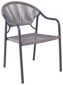 Πολυθρόνα Κήπου POLIS Ανθρακί/Γκρι Wicker/Μέταλλο 58x65x85,5cm