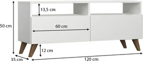 Έπιπλο τηλεόρασης Inci λευκό 120x35x50εκ