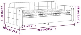 Κρεβάτι ημέρας με στρώμα σκούρο γκρι 90x190 cm Βελούδο - Γκρι