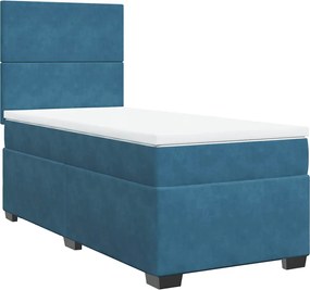 vidaXL Κρεβάτι Boxspring με Στρώμα Μπλε 100x200 εκ. Βελούδινο