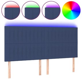 vidaXL Κεφαλάρι Κρεβατιού LED Μπλε 200x5x118/128 εκ. Υφασμάτινο