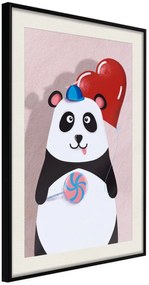 Αφίσα - Happy Panda - 30x45 - Μαύρο - Με πασπαρτού