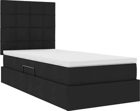 vidaXL LED Κρεβάτι αποθήκευσης με στρώμα Μαύρο 100 x 200 cm Ύφασμα