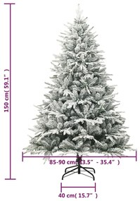 vidaXL Χριστουγεννιάτικο Δέντρο Τεχνητό με Χιόνι Πράσινο 150 εκ PVC&amp;PE