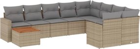 vidaXL Patio Sofa Set 9-θέσια Μικτό μπεζ και γκρι