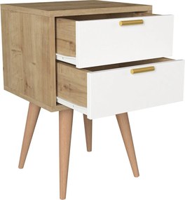 Κομοδίνο ArteLibre KITHIRA Φυσικό/Λευκό Μελαμίνη 40x35x61cm