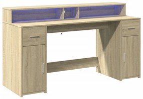 vidaXL Γραφείο με LED Sonoma δρυς 160x55x91 εκ. Επεξεργ. Ξύλο