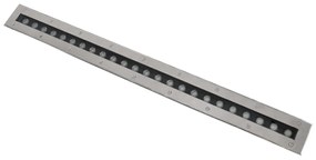 GloboStar® UNDERGROUND-REMVI 90195 Χωνευτό Φωτιστικό Wall Washer Δαπέδου LED 24W 2040lm 10° DC 24V Αδιάβροχο IP68 L100 x W9 x H7.2cm RGBW DMX512 - Ανοξείδωτο Ατσάλι - 3 Years Warranty