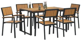 vidaXL Σετ Φαγητού 7 Τεμαχίων Solid Wood Acacia και Μετάλλου