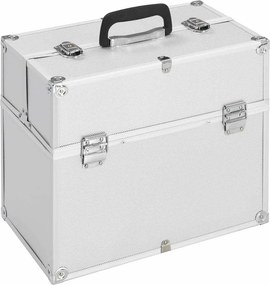 vidaXL Βαλίτσα Μακιγιάζ Ασημί 38x23x34 εκ. Αλουμινίου