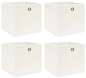 Κουτιά Αποθήκευσης 4 τεμ. Λευκά 32 x 32 x 32 εκ. Υφασμάτινα - Λευκό