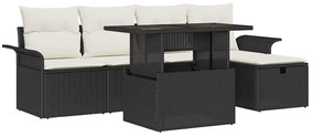 vidaXL Σετ Καναπέ Κήπου με μαξιλάρι 6 pcs Μαύρο Πολυ ράταν