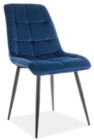 80-1596 Επενδυμένη καρέκλα ύφασμιμι Chic 50x43x88 μαύρο/μπλε βελούδο DIOMMI CHICVCGR, 1 Τεμάχιο