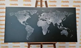 Εικόνα ενός ασπρόμαυρου παγκόσμιου χάρτη σε έναν φελλό - 120x60  peg