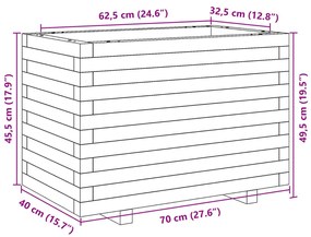 Ζαρντινιέρα Κήπου 70x40x49,5 εκ από Μασίφ Ξύλο Πεύκου - Καφέ