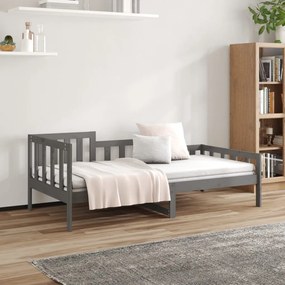 vidaXL Καναπές Κρεβάτι Γκρι 90 x 190 εκ. από Μασίφ Ξύλο Πεύκου