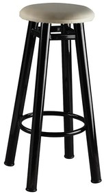 Bar stool No 159 Εκρού, Μαύρη δερματίνη