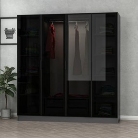 Τετραφυλλη Ντουλαπα Ανθρακι/Μαυρο KALEO 52x315x210