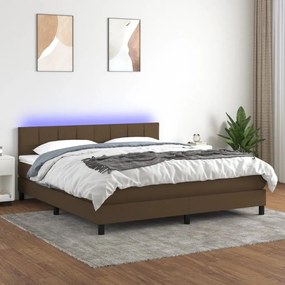 ΚΡΕΒΑΤΙ BOXSPRING ΜΕ ΣΤΡΩΜΑ &amp; LED ΣΚ.ΚΑΦΕ 180X200ΕΚ. ΥΦΑΣΜΑΤΙΝΟ 3133176