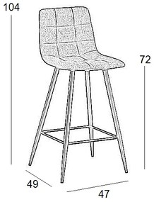 ΣΚΑΜΠΟ ΜΠΑΡ 4ΤΜΧ NORA ΓΚΡΙ ΥΦΑΣΜΑ 47X49X72-104ΕΚ.