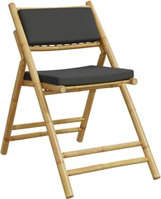 vidaXL Σετ Bistro Πτυσσόμενο 3 τεμ. από Μπαμπού με Μαξιλάρια