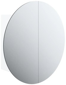 Ντουλάπι Μπάνιου με Στρογγυλό Καθρέφτη&amp;LED Λευκό 40x40x17,5 εκ. - Λευκό