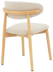 Καρέκλα Ubene  rubberwood και ύφασμα σε φυσική και μπεζ απόχρωση 46x58x79εκ