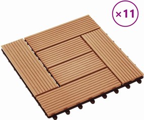 vidaXL Πλάκα Κατασκευής 11 τμχ. Ξύλο teak 30 x 30 cm WPC