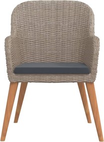 vidaXL Σετ Τραπεζαρίας Κήπου 5 Τεμαχίων Καφέ με Μαξιλάρια