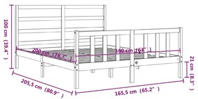 ΠΛΑΙΣΙΟ ΚΡΕΒΑΤΙΟΥ ΜΕ ΚΕΦΑΛΑΡΙ 160X200 ΕΚ. ΑΠΟ ΜΑΣΙΦ ΞΥΛΟ 3191916