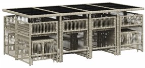 vidaXL Τραπεζαρία Κήπου 13 Τεμαχίων Γκρι Συνθετικό Ρατάν με Μαξιλάρια
