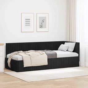 vidaXL Κρεβάτι Γωνίας με κεφαλάρι Μαύρο 80 x 200 cm Βελούδο