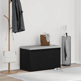 vidaXL παγκάκι με συρτάρι Μαύρο 80 x 40 x 45 εκ. Επεξεργασμένο ξύλο