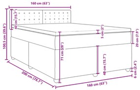 Κρεβάτι Boxspring με Στρώμα Μαύρο 160x200 εκ. Υφασμάτινο - Μαύρο