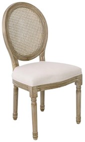 JAMESON Καρέκλα K/D με Ψάθα Τραπεζαρίας - Σαλονιού, Decape Ύφασμα Εκρού  49x45x97cm [-Φυσικό/Εκρού-] [-Ξύλο/Ύφασμα-] Ε754,1