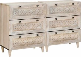 vidaXL Πλαϊνό γραφείο 2 pcs Λευκό 120 x 33,5 x 75 εκ Μασίφ ξύλο μάνγκο