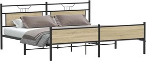 vidaXL Σκελετός Κρεβ. Χωρίς Στρώμα Sonoma Δρυς 200x200 εκ. Μεταλλικό