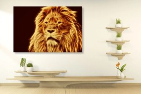 Εικόνα κεφαλιού λιονταριού σε αφηρημένο σχέδιο - 60x40