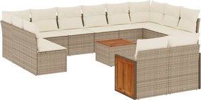 vidaXL Σετ Καναπέ Κήπου 13τεμ Μπεζ Συνθ. Ρατάν με Μαξιλάρια