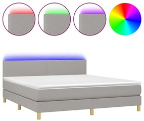 ΚΡΕΒΑΤΙ BOXSPRING ΜΕ ΣΤΡΩΜΑ &amp; LED ΑΝ.ΓΚΡΙ 160X200 ΕΚ ΥΦΑΣΜΑΤΙΝΟ 3133565