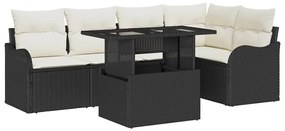 vidaXL Σετ τραπεζαρίας με μαξιλάρι 6 pcs Μαύρο Πολυ ράταν