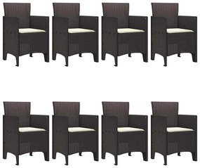 vidaXL Σέτ φαγητού για κήπο 9 pcs Καφέ Rattan Polt
