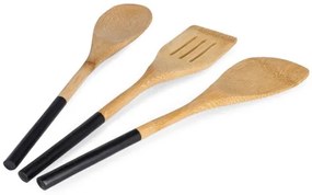 Σετ 3τμχ Εργαλεία Μαγειρικής Bamboo Natural-Μαύρο 6x30εκ. Homla 200599