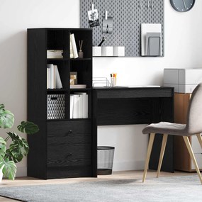 vidaXL Γραφείο με συρτάρι με ράφι με αποθήκευση 2 pcs Μαύρη Οξυά