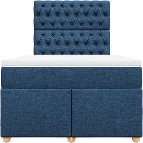 vidaXL Κρεβάτι Boxspring με Στρώμα Μπλε 120x200 εκ. Υφασμάτινο